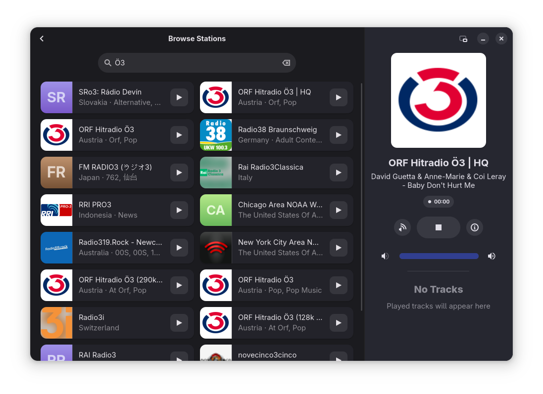 A screenshot of the Shortwave Internet Radio App