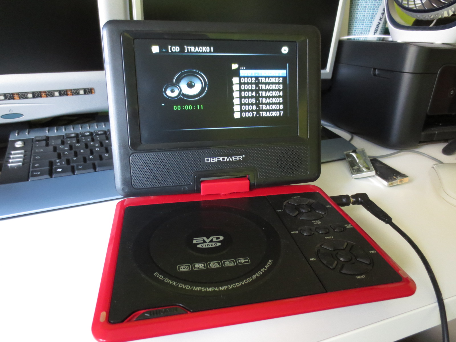 The DVD Player playing music from a CD