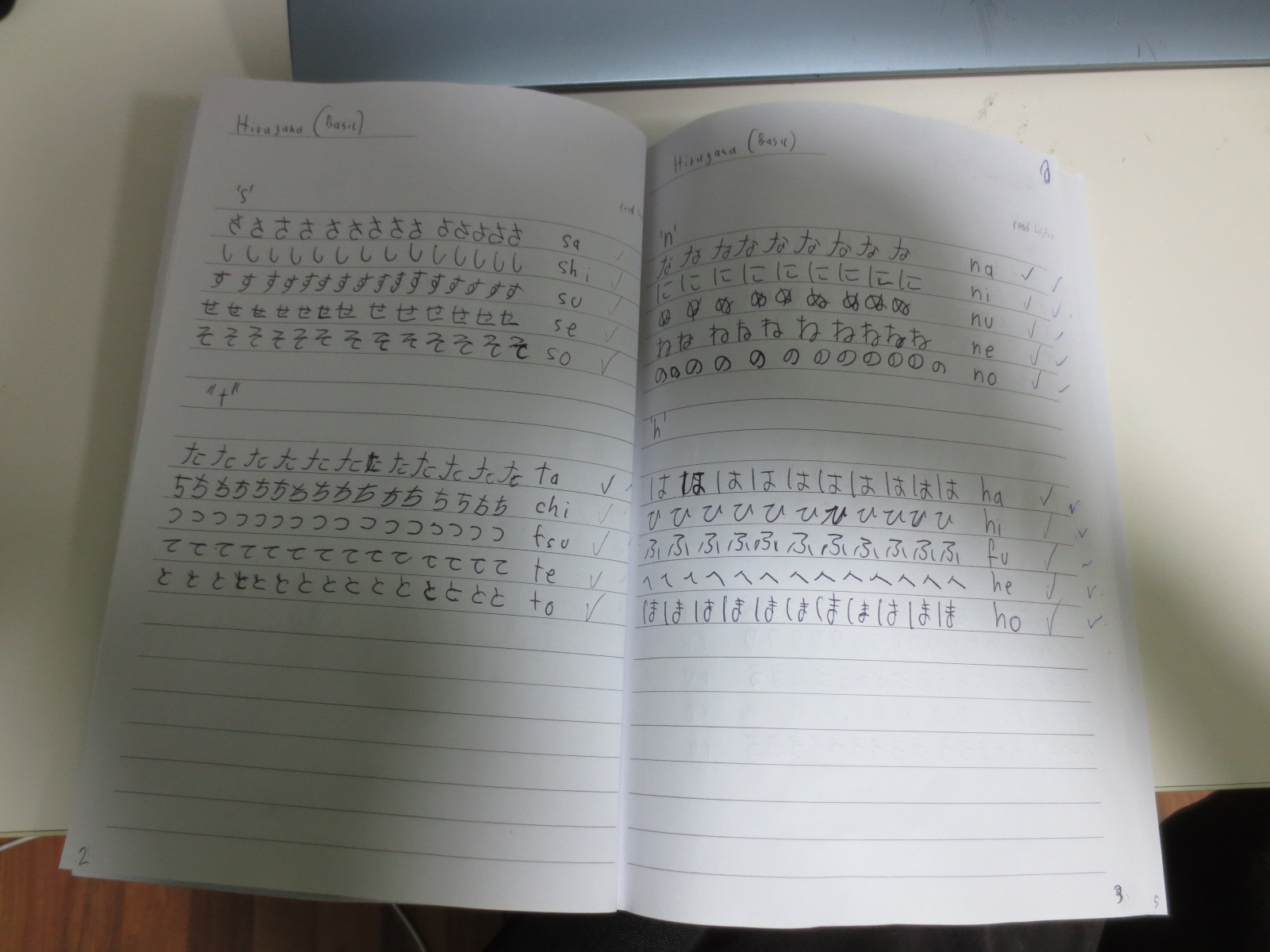 Handwritten Hiragana Practice Sheet