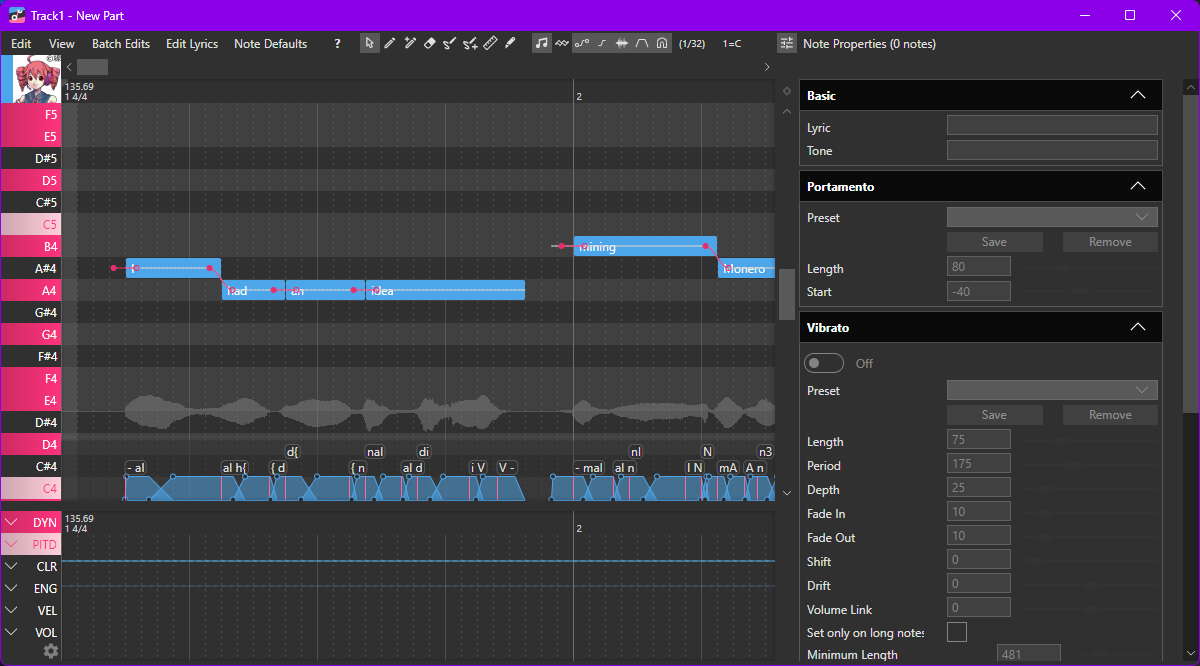 A screenshot of OpenUTAU